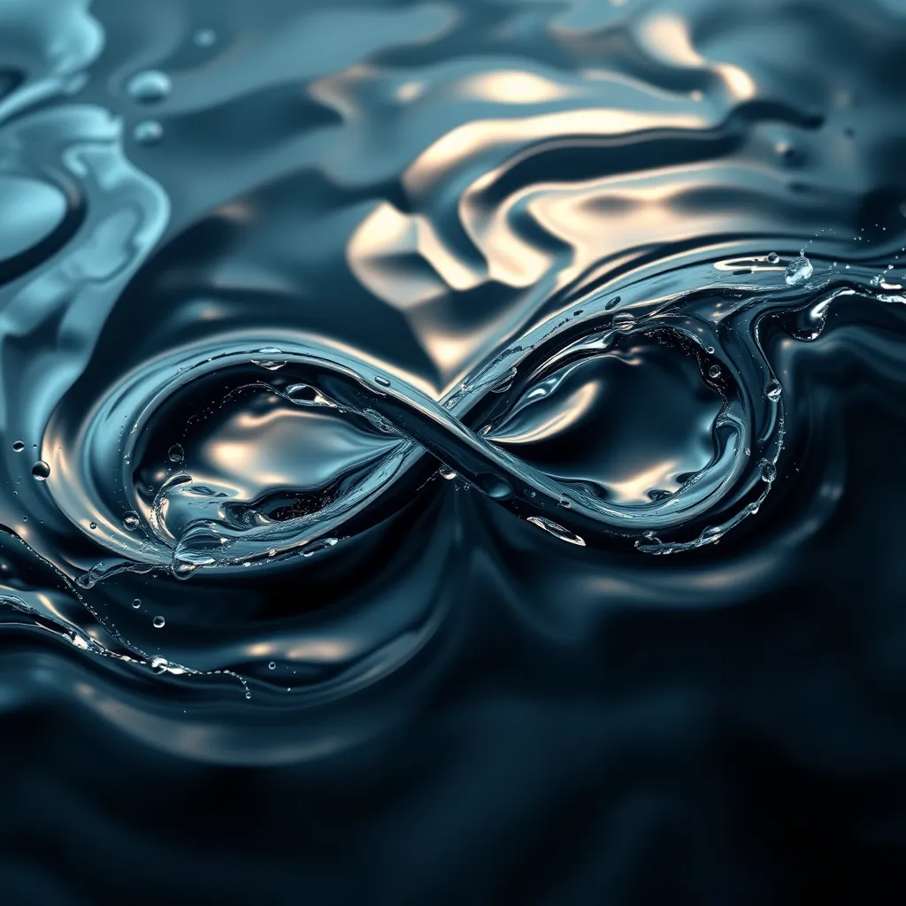 An abstract representation of time as flowing water in the shape of an infinity symbol, with intricate reflections and light patterns. logo